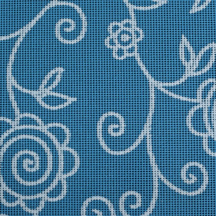 Коврик противоскользящий сервировочный "Вьющиеся цветы" 30х150 см, цвет синий