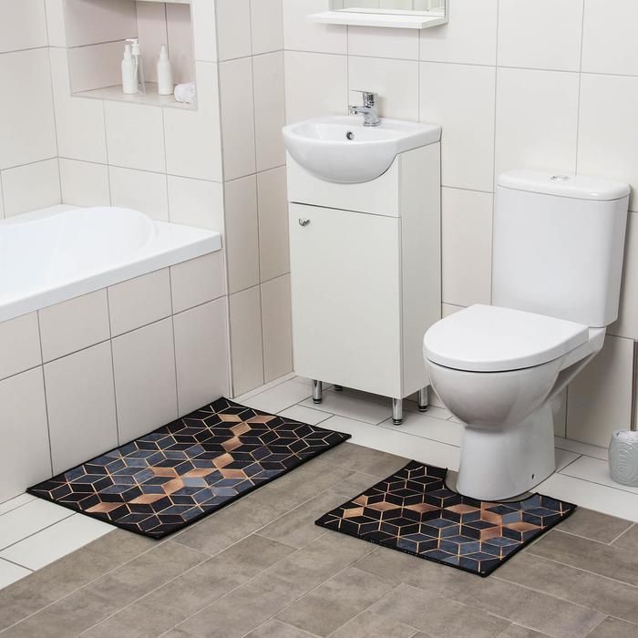 Набор ковриков для ванны и туалета 2 шт 50х80, 40х50 см "Бурлеск"    5411412         