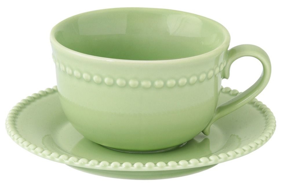 Чашка с блюдцем 0.25л (зелёный) "Tiffany" без инд.упаковки.