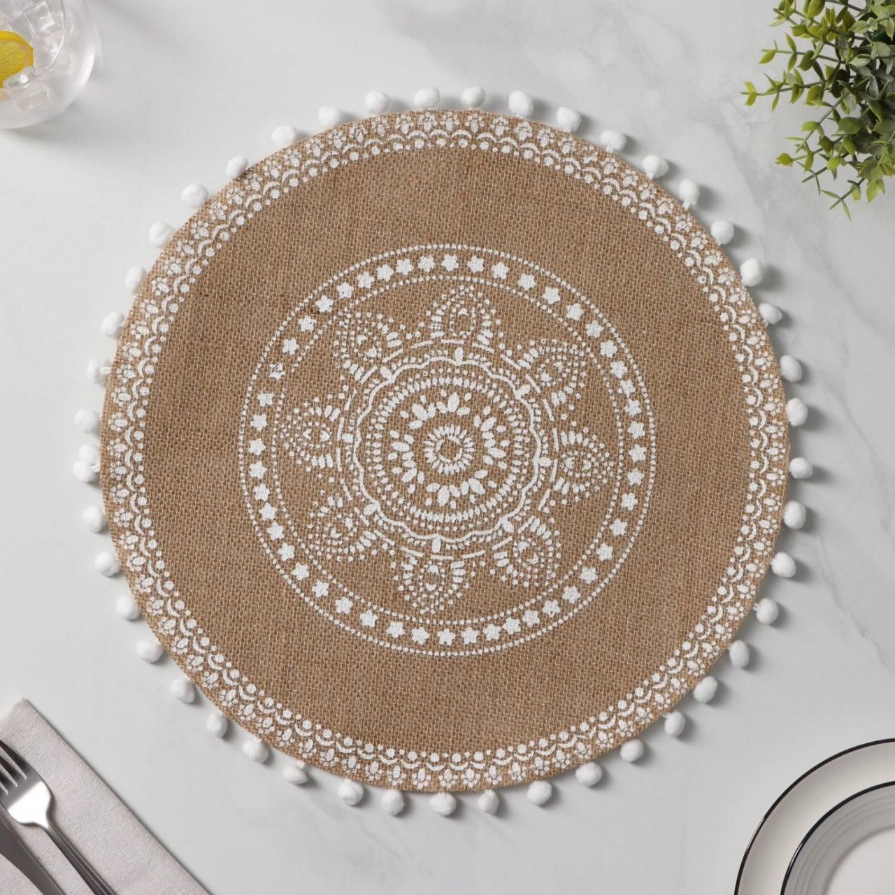 #Салфетка сервировочная "Африка" 38х38 см, цвет белый    5377970