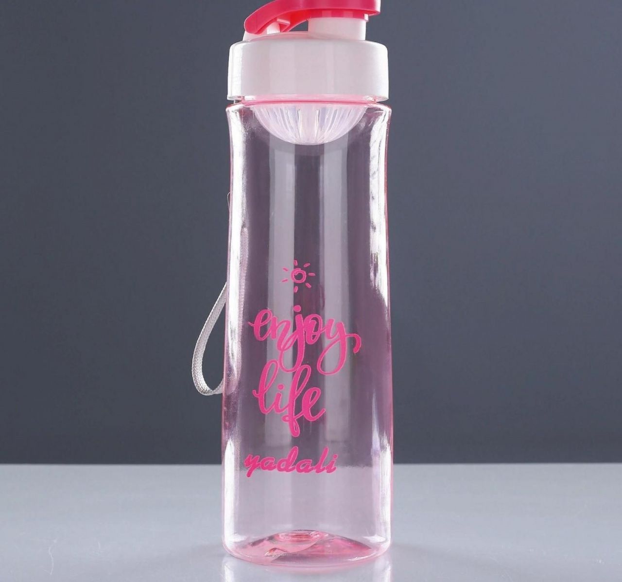Бутылка для воды "Enjoy life" 600 мл, на браслете, микс, 7х7х23 см 3512414