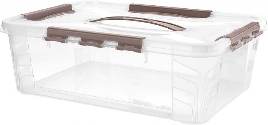 Ящик универсальный с замками и вставкой-органайзером grand box, 290х190х124мм, 4,2л (коричневый)