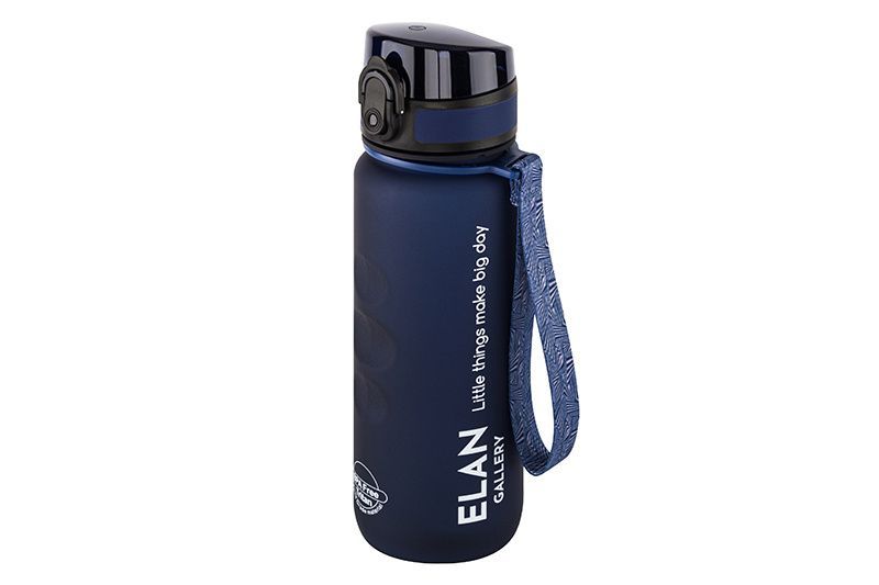 Бутылка для воды "Style Matte" темно-синяя 6,5*6,5*23 см 500 мл, высота до крышки 19 см, с ситом, с защитным клапаном от протечек, кнопкой для открыва