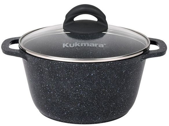 Кастрюля 4,5л со стеклянной крышкой, АП линия "Granit" (black)
