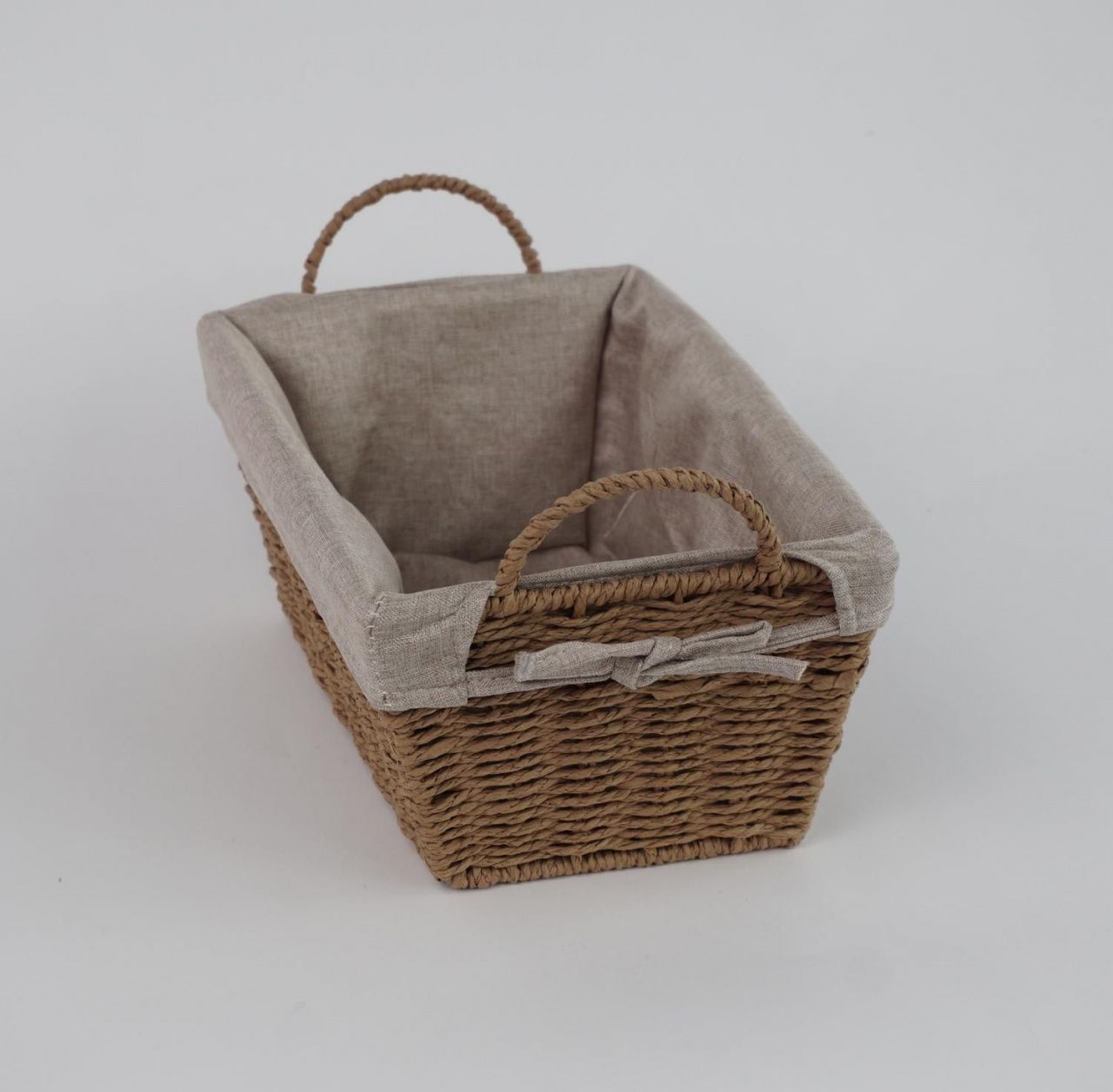 Корзина с ручками на метал каркасе плетеная, с тканевым вкладышем, 29*19*13 см TB-23Z027M-S