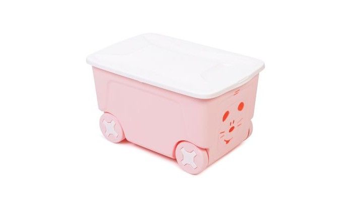 Детский ящик для игрушек COOL на колесах 50 литров розовый пастельный