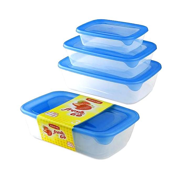 Набор контейнеров для СВЧ Fresh&Go 2*1*0,5 синий прозрачный