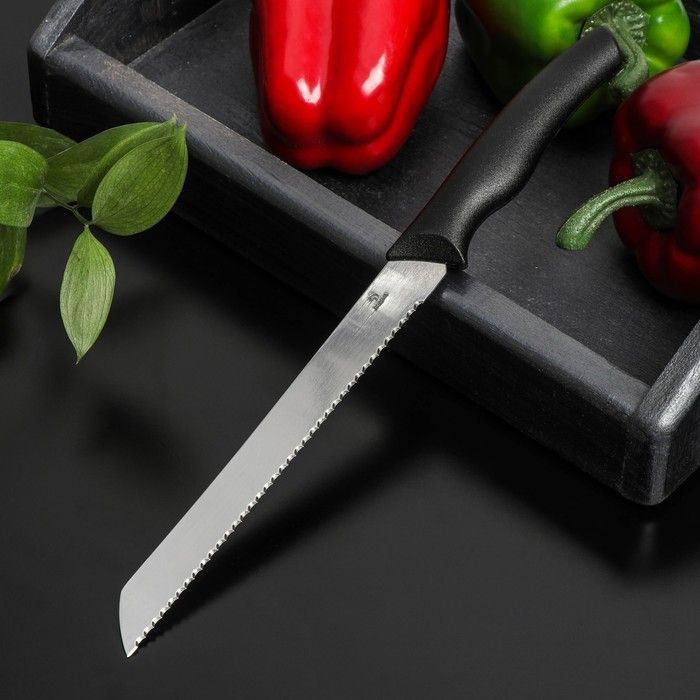 Нож "Грайм" для хлеба, лезвие 17 см, цвет черный   5427718