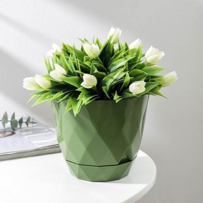 Горшок для цветов с поддоном 1,3л d14,5см h12,5см "Laurel", цвет зеленый 9073784