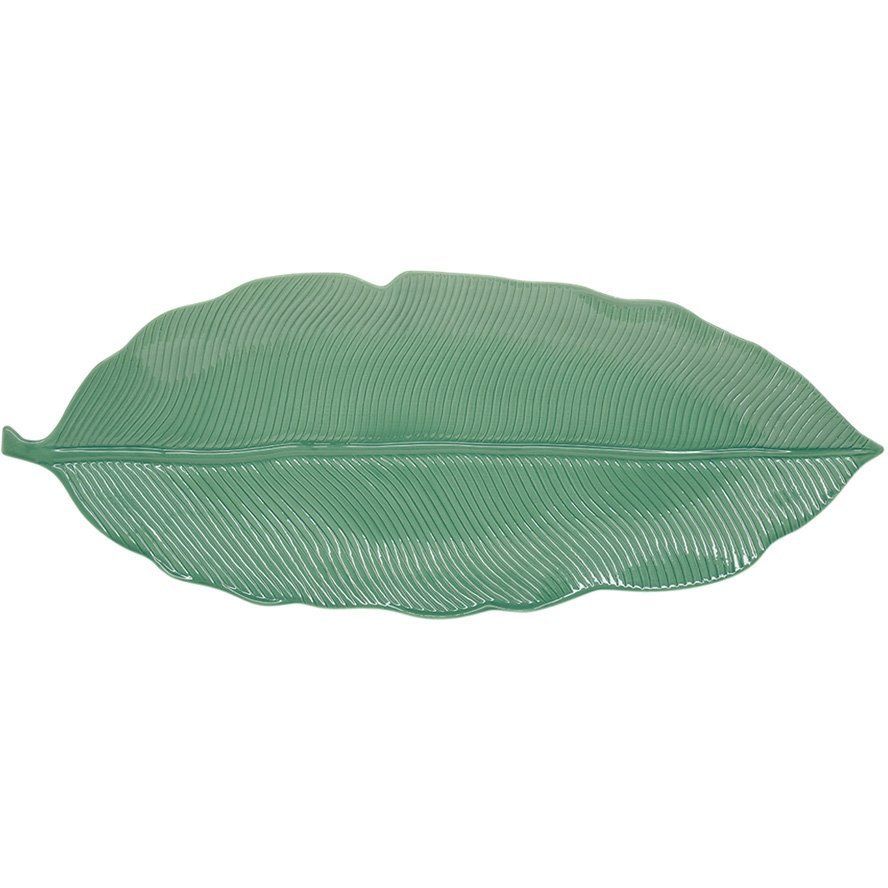 Блюдо-листок сервировочное 47х19см (светло-зелёный) "Мадагаскар"  в подарочной упаковке.