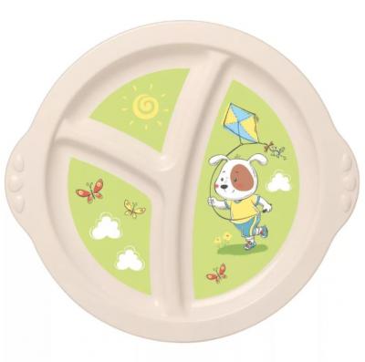 Тарелка детская трехсекционная с зеленым декоро...