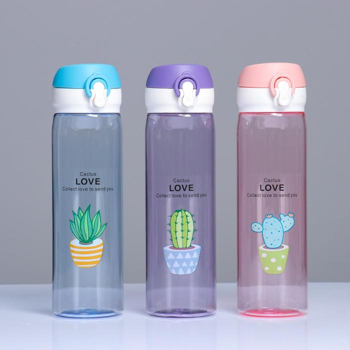 Бутылка для воды "Cactus Love" 500 мл, микс   5263602