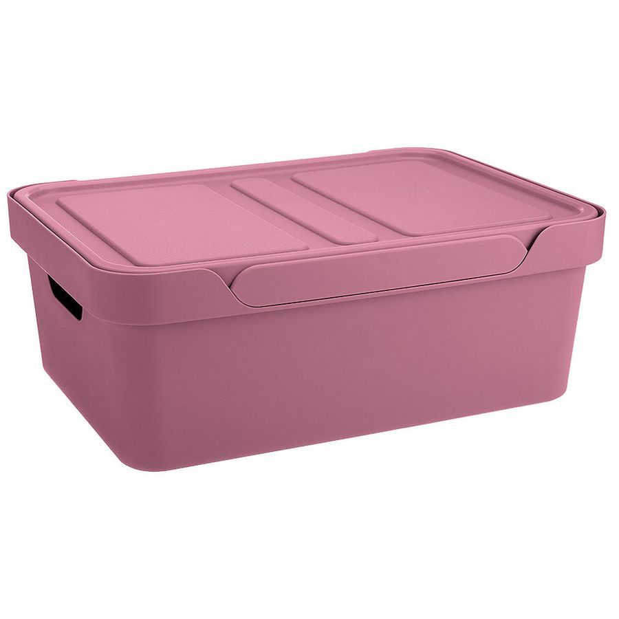 Ящик с крышкой универсальный luxe, 380х276х140 мм, 12л (розовый)