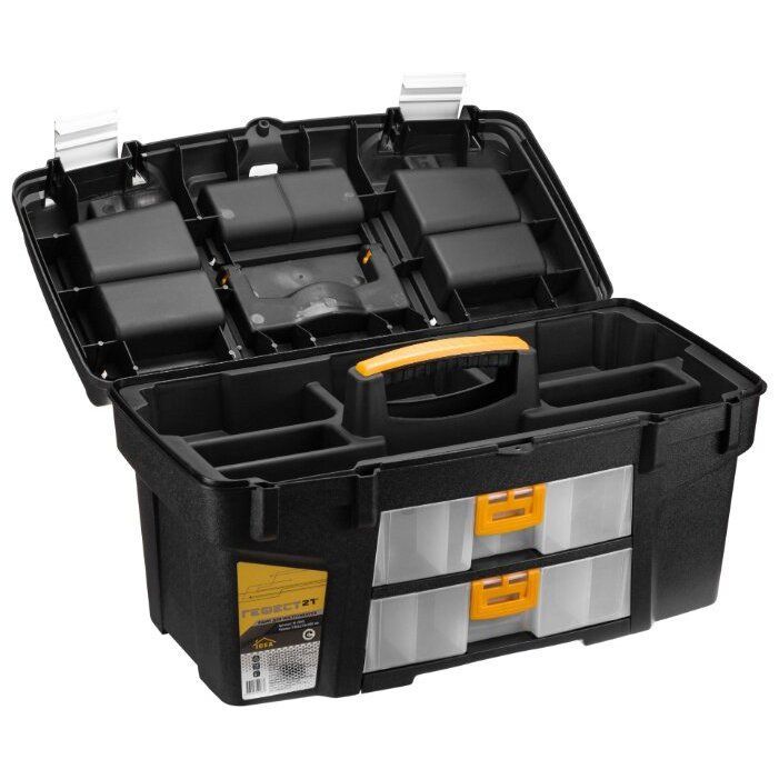 Ящик для инструментов ГЕФЕСТ 21' металл замки (с двумя консолями и коробками)