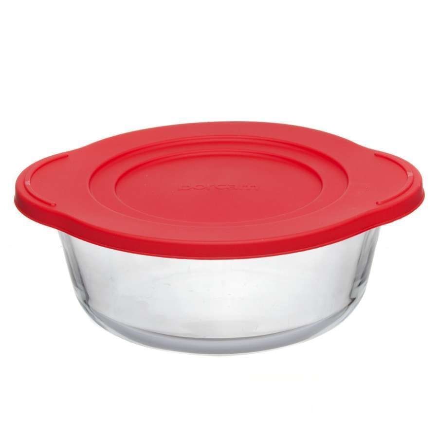 Посуда для СВЧ и запекания BORCAM круглая 1,5 л c пластиковой крышкой