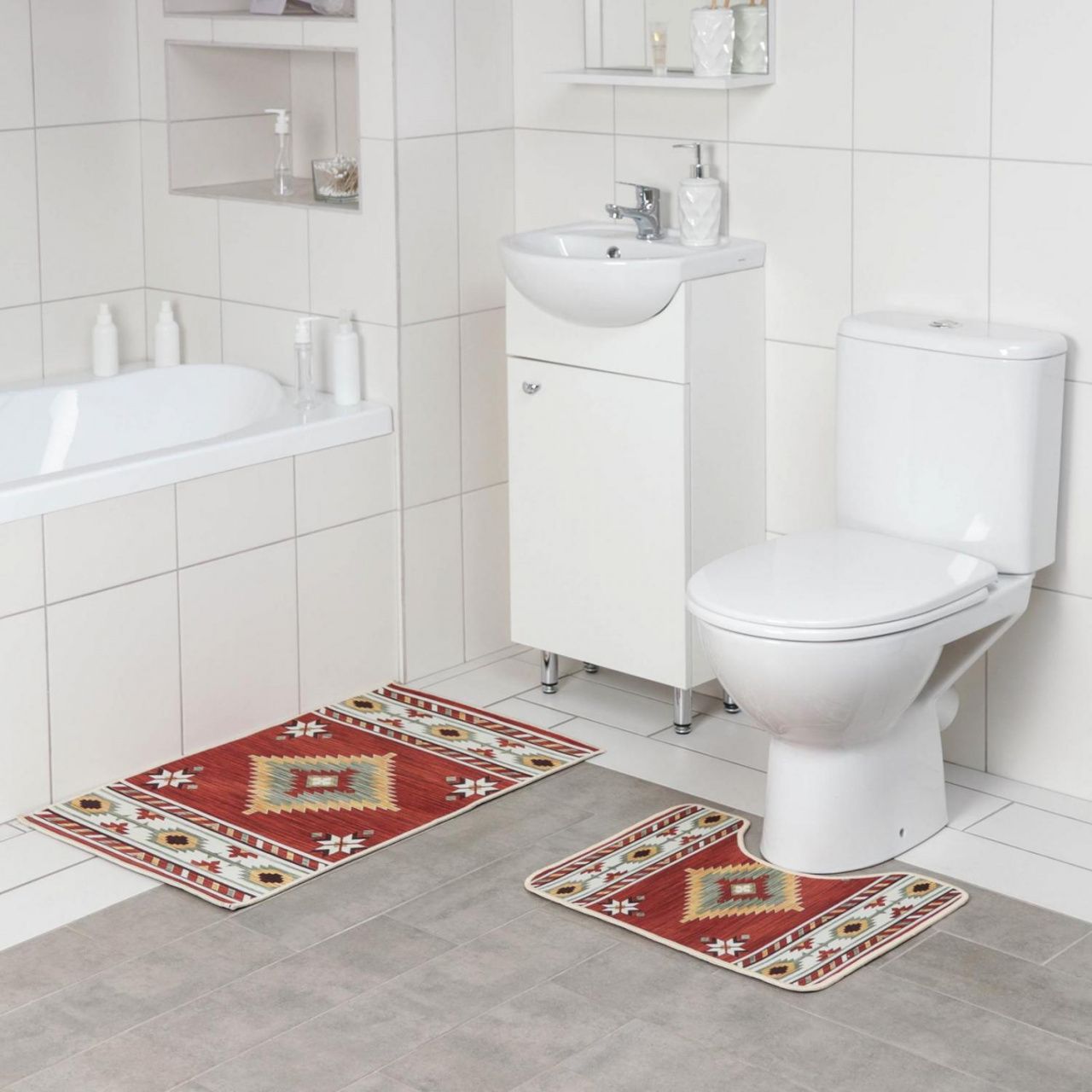 Набор ковриков для ванны и туалета Доляна «Мира», 2 шт: 50×80, 50×40 см