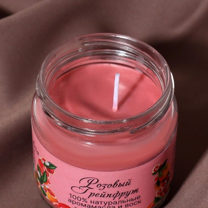Натуральная эко свеча из пальмового воска, "Розовый грейпфрут", 7х7,5 см, 14 ч 6766586