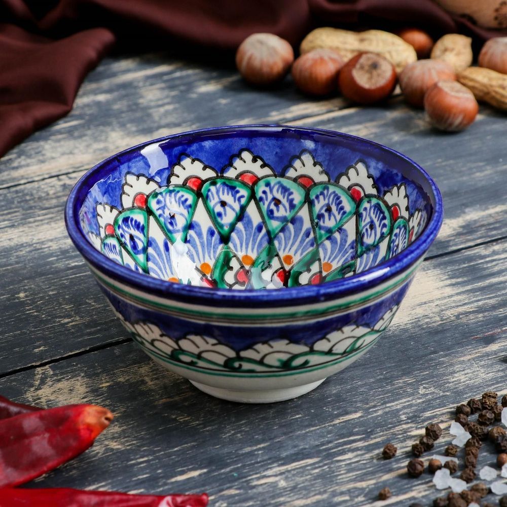 #Пиала Риштанская Керамика "Узоры", 11,5 см, большая, микс 2410830   