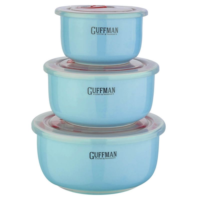 Набор контейнеров с вакуумной крышкой, голубой (0,85л;0,6л;0,25л) C-06-022-B