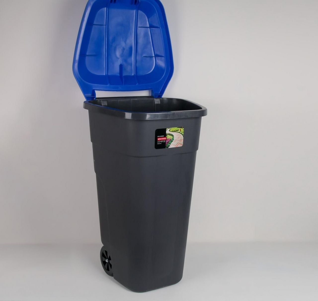 Бак для раздельного сбора мусора с крышкой на колесах 110л синий