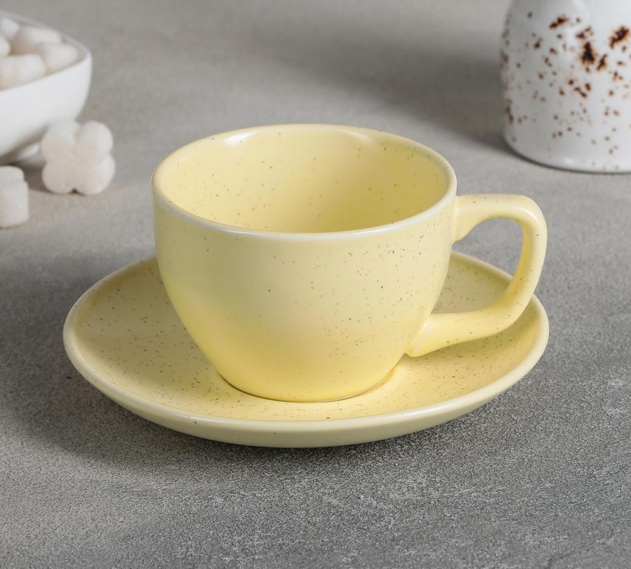 Чайная пара "Амелия", чашка 11,2x8,8x6 см, 200 мл, блюдце 14,2x2 см, цвет желтый   4521274