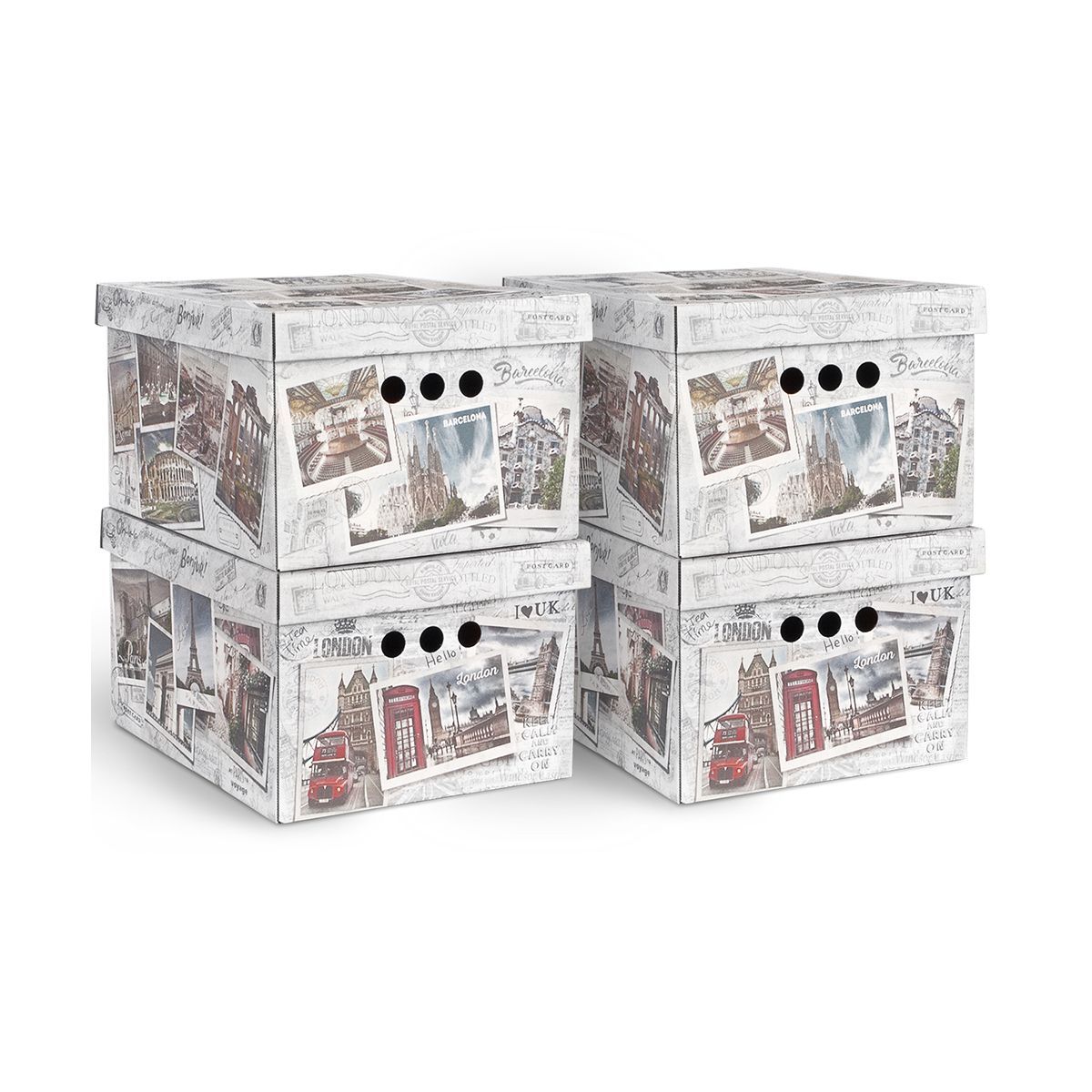 VAL TR-BCTN-PH-4S Короб картонный, складн., малый, 25*33*18.5 см, набор 4 шт., TRAVELLING PHOTOS