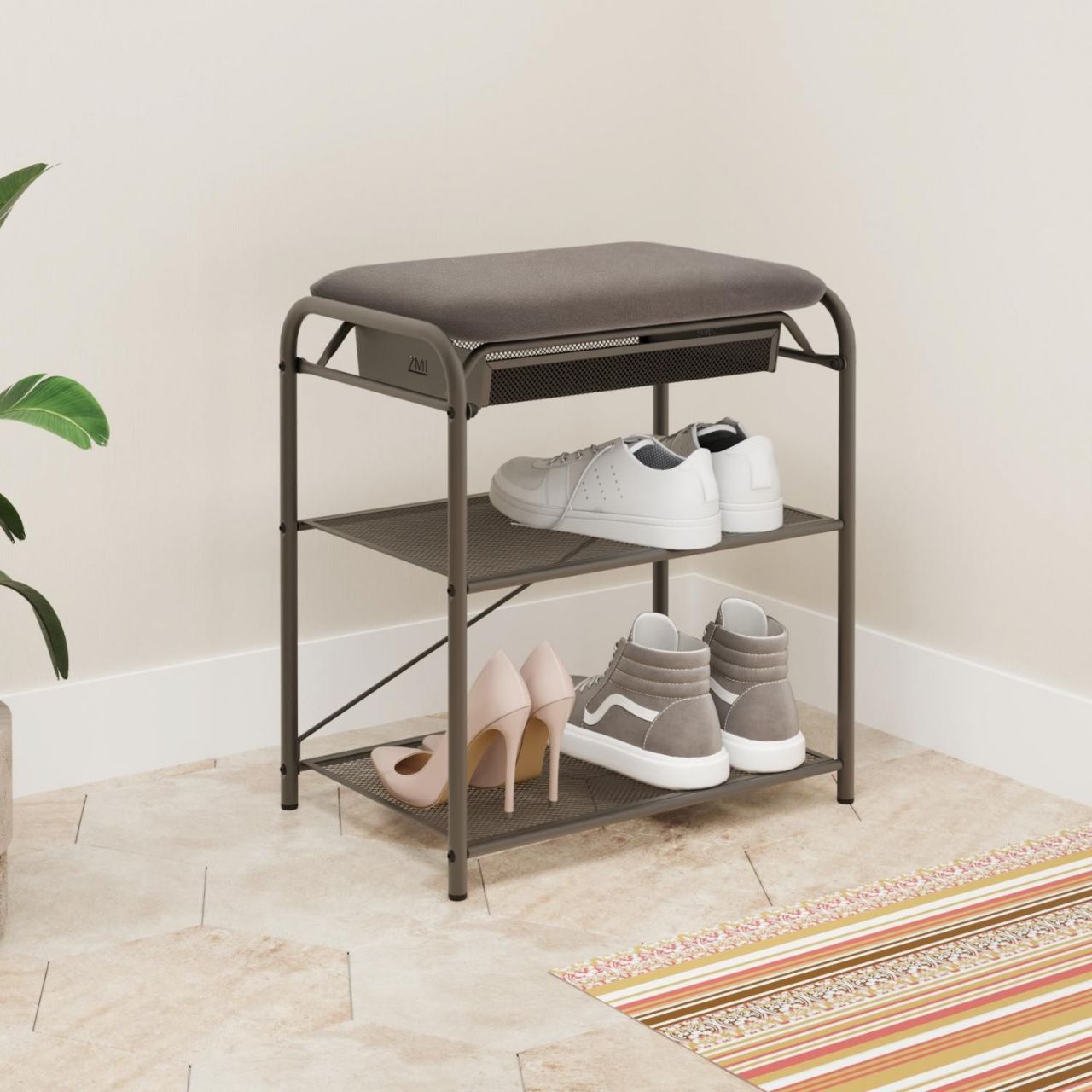 Подставка для обуви "Гранада 13В" с сиденьем и ящиком (GRANADA 13В shoe bench) (Графит)