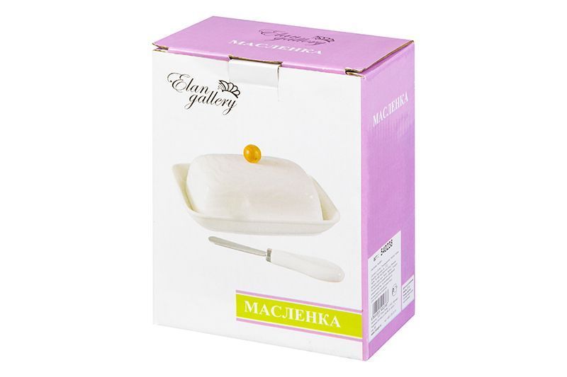 Масленка "Айсберг" 16*12,2*8,3 см, с ножом с фарфоровой ручкой, 540238