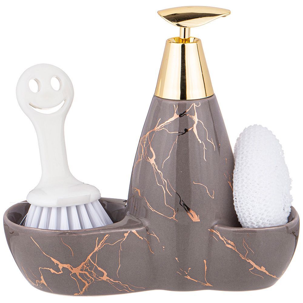 ДОЗАТОР ДЛЯ МОЮЩЕГО СРЕДСТВА "FANTASY" 500 МЛ + ГУБКА И ЩЕТКА 20*9*18 СМ  755-222