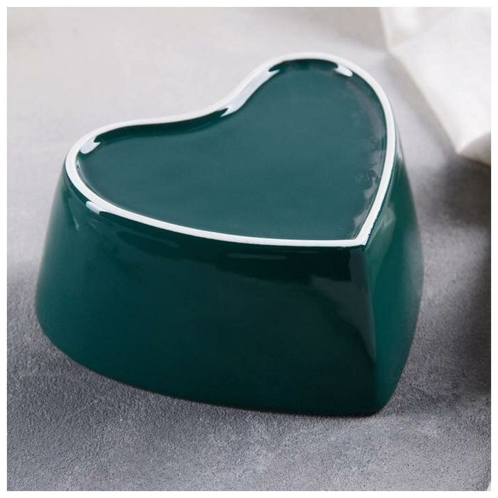 Салатник "Сердце" 9х20,5 см, 4 вилочки, цвет зеленый   5185553         