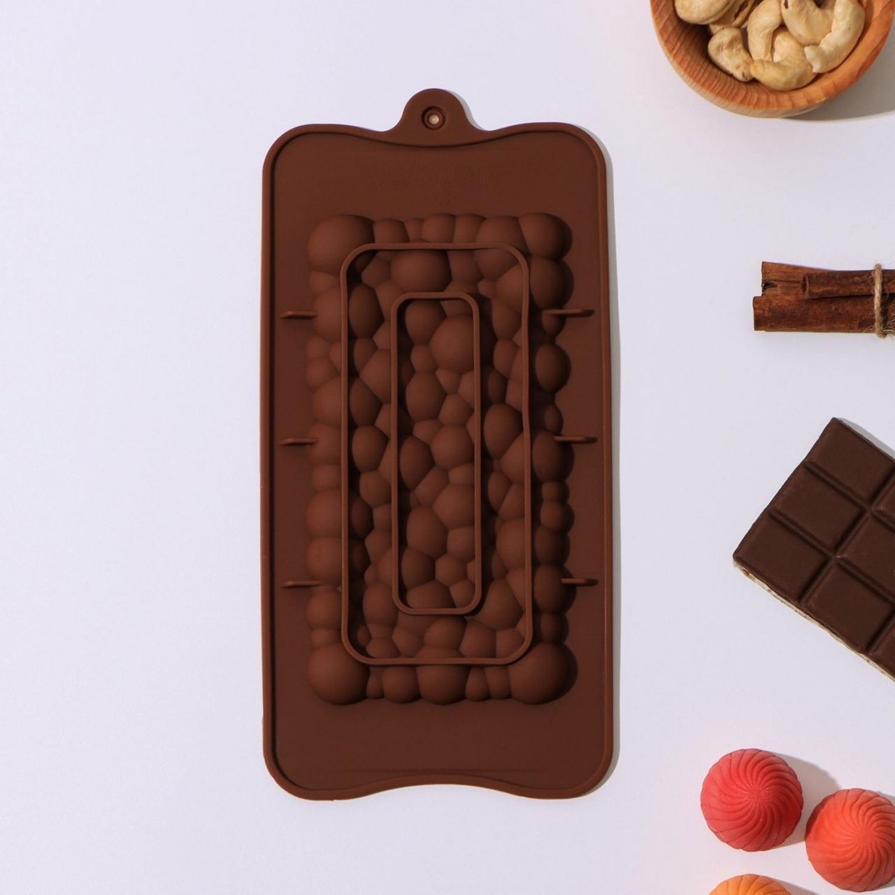 Форма для шоколада 21*10,1*1 см "Воздушный", цвет шоколадный   6881370