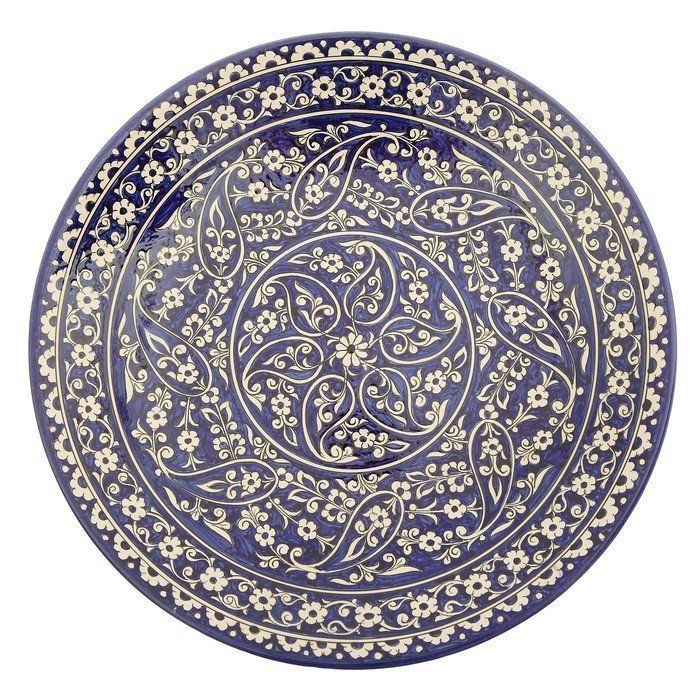 Ляган круглый Риштанская Керамика, 41см, кара калам, микс 2916949   