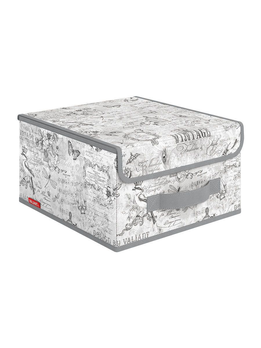 VAL VG-BOX-LS Короб стеллажный с крышкой, малый, 28*30*16 см, VINTAGE GREY