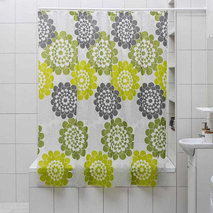 Штора для ванной "Зелены цветы", 180х180 см, EVA 1152761