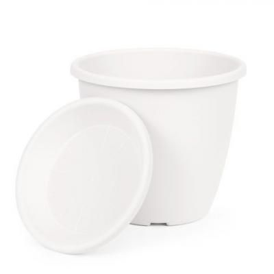Горшок цветочный Афина 11,0 л с поддоном (белый...
