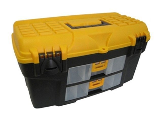 Ящик для инструментов УРАН 21' (с двумя консолями) Желтый с черным 0,29х0,275х0,53м