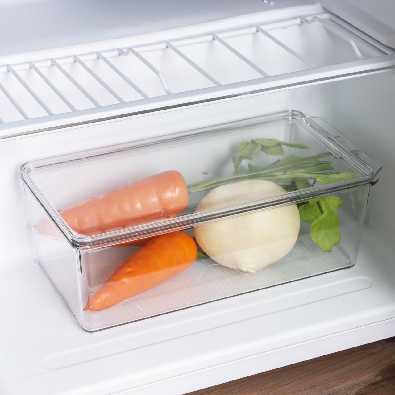 Органайзер для холодильника с крышкой и ручкой 32х14,5х10 см, цвет прозрачный   7365535