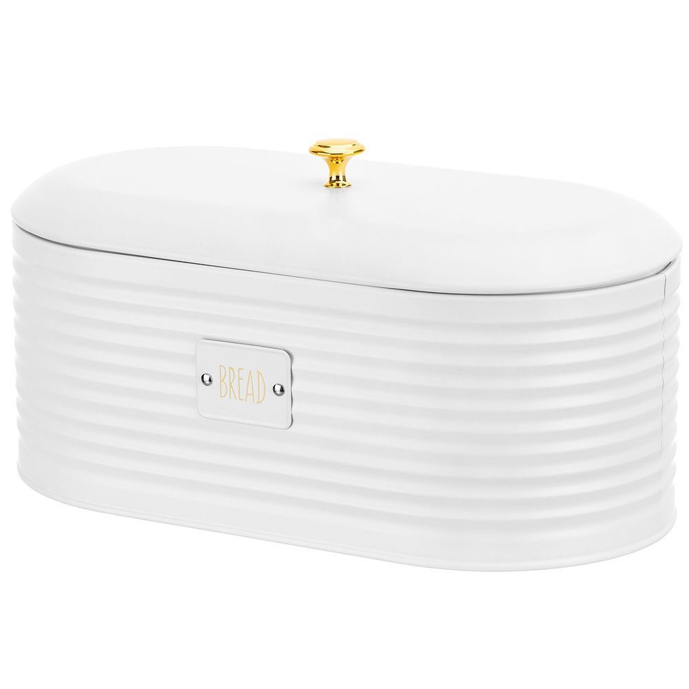 Хлебница "Белая" 34*18*17,2 см с крышкой с пластиковой ручкой, высота без крышки 12,8 см, металл