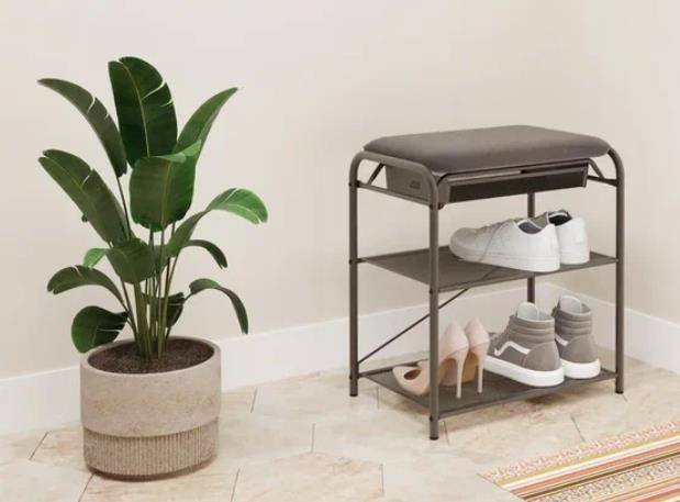 ##Подставка для обуви "Гранада 13В_НБК" с сиденьем и ящиком, ткань нубук (Графит)