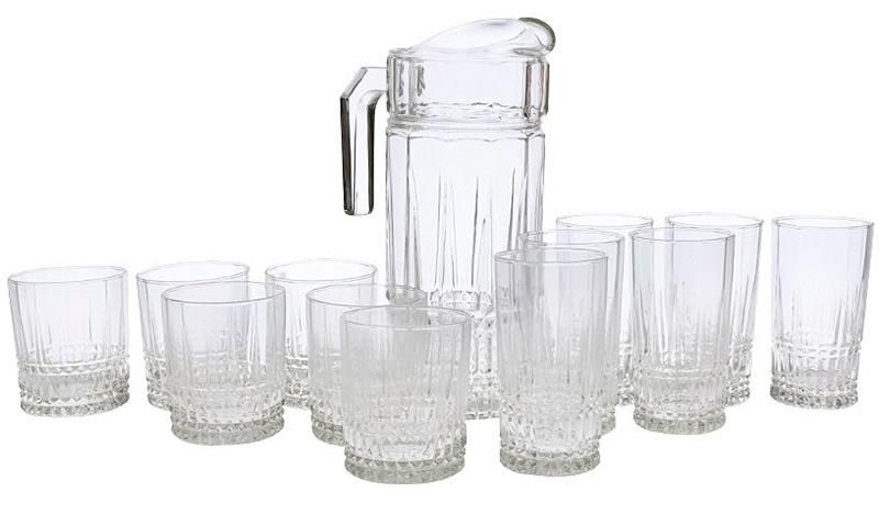 Набор питьевой Luminarc ЭЛИЗЕ 13 предметов: Графин 1,6л, 6 низких и 6 высоких стаканов 300 мл