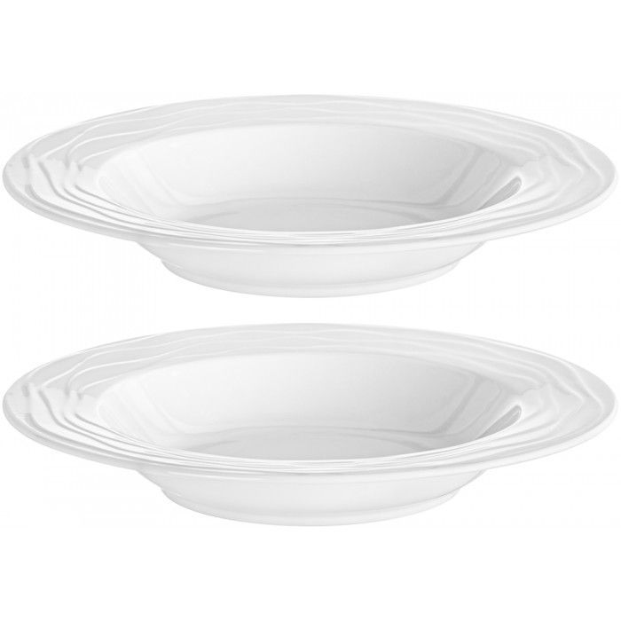 Набор круглых суповых тарелок с ажурными краями "Айсберг волны" 2 предмета, 22*22*4 см 400 мл - каждая