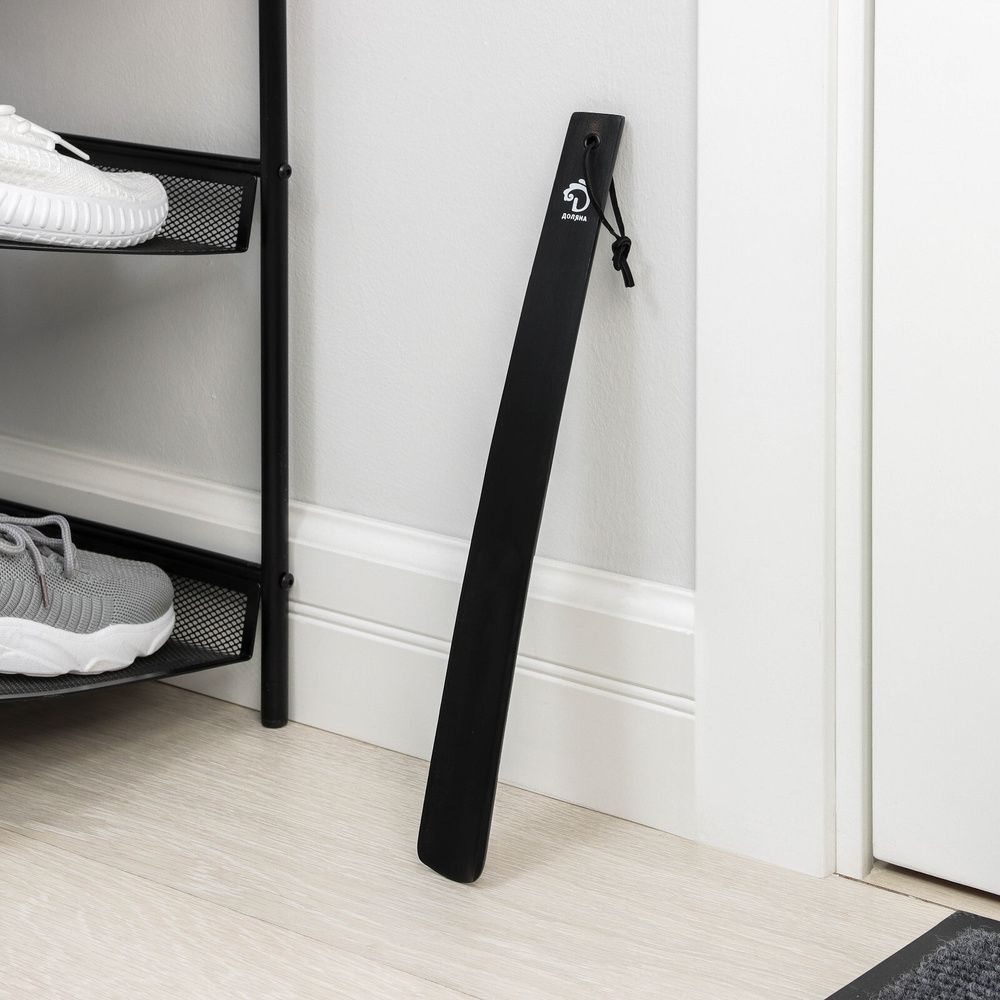 Ложка для обуви дерево 38х3,5 см "Доляна" цвет черный  7069451