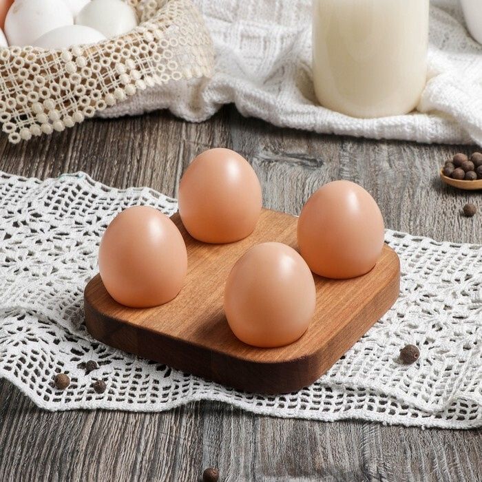 Подставка для пасхальных яиц, 4 отделения, 13х13х1.8 см, массив березы 7533430