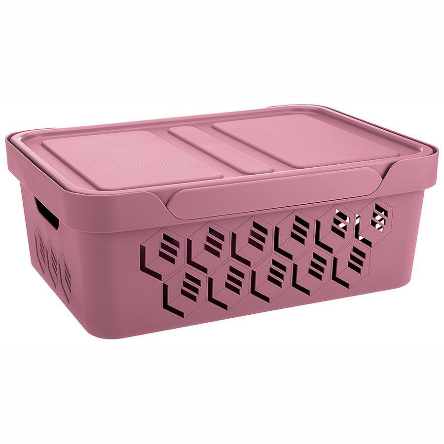 Ящик с крышкой универсальный deluxe, 12л (розовый)