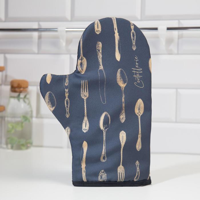 Варежка-прихватка "Доляна" Приборы 24х32см,габардин, 35% х/л, 65% п/э, ватин 250г/м2 5450355