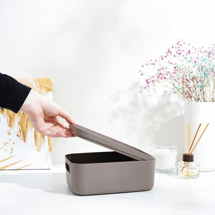 Коробка с крышкой 1,7л 20х14х8,5см "Инфинити", цвет франц. серый 7103857