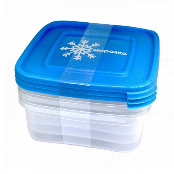 Набор контейнеров для замораживания продуктов МОРОЗКО 1л 3 шт квадр.
