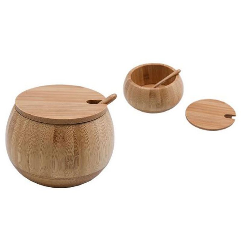 Банка д/специй с ложкой бамбук 8,8*6,8см №2