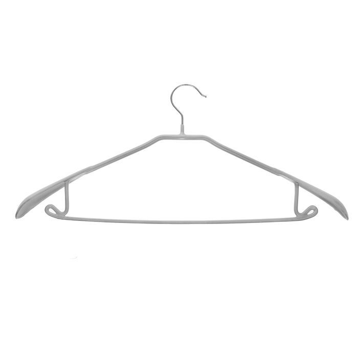 Вешалка металлическая с широкими плечиками, размер 46-48, антискользящее покрытие, цвет серый