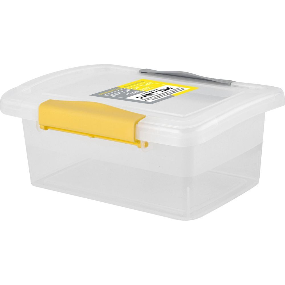 Ящик для хранения Laconic mini пластиковый прозрачный с защелками 0,85 л желтый/серый